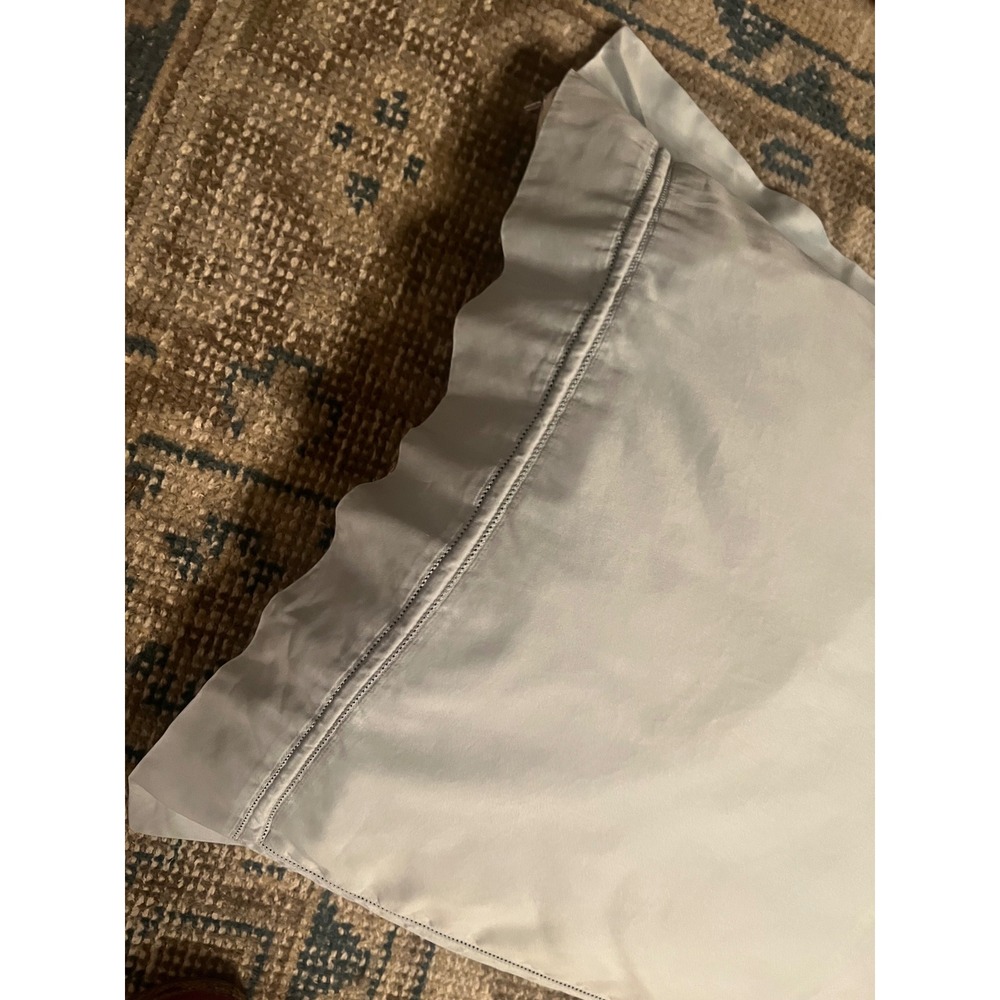 Between The Sheets Light Blue Hemstitch Pillow Shams Made in Italy Set of 2 - Picture 5 of 5